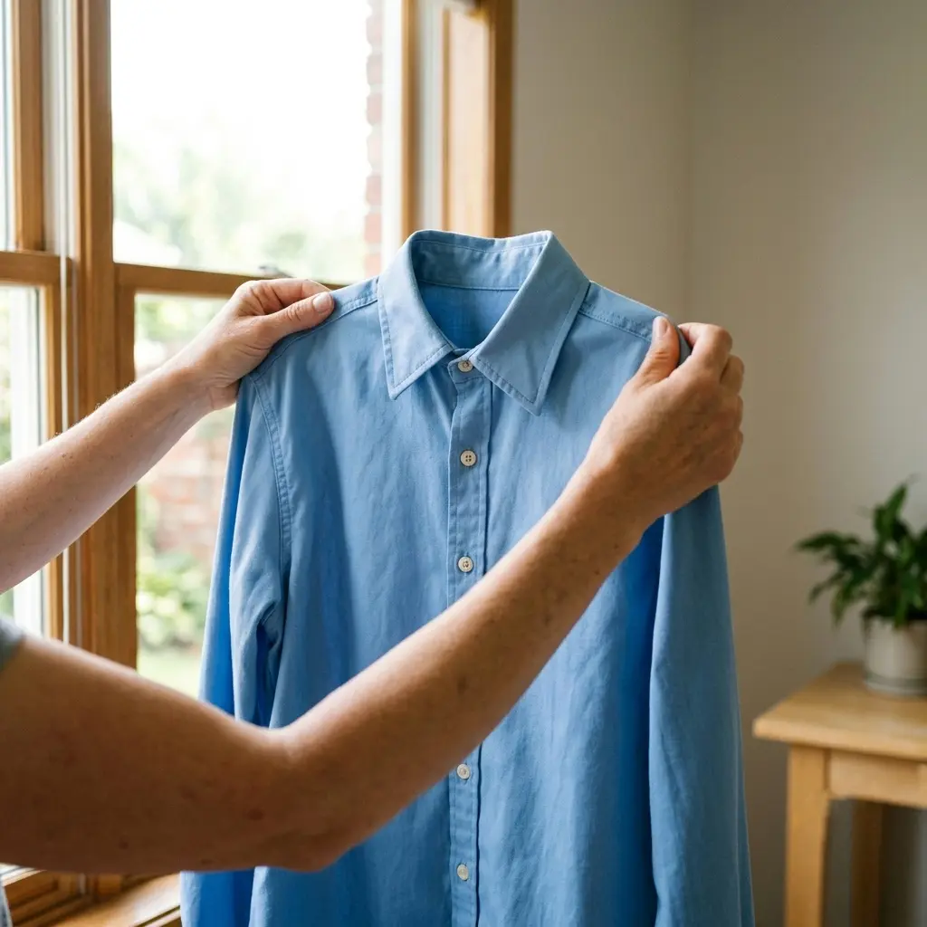 Clean work shirt after successful mud and grease stain removal