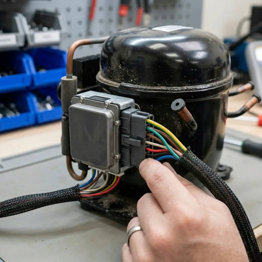 Compressor inverter wiring connector for communication error codes