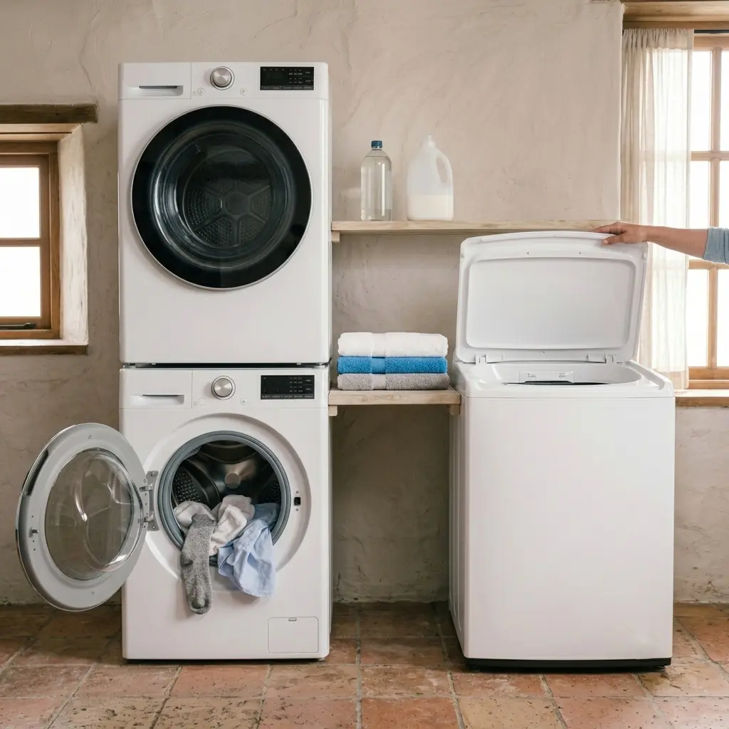 HE washer next to standard washer comparison