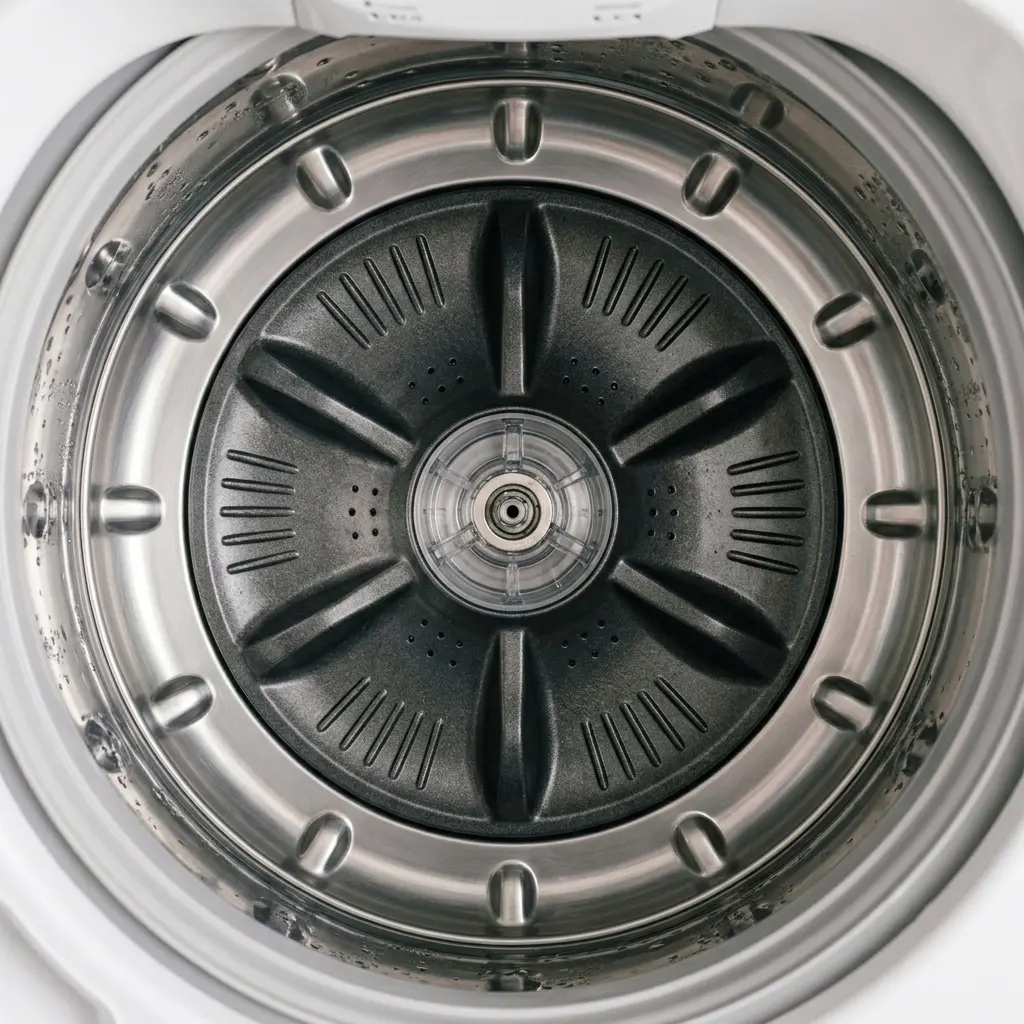 Close-up of HE washer drum impeller with no agitator post