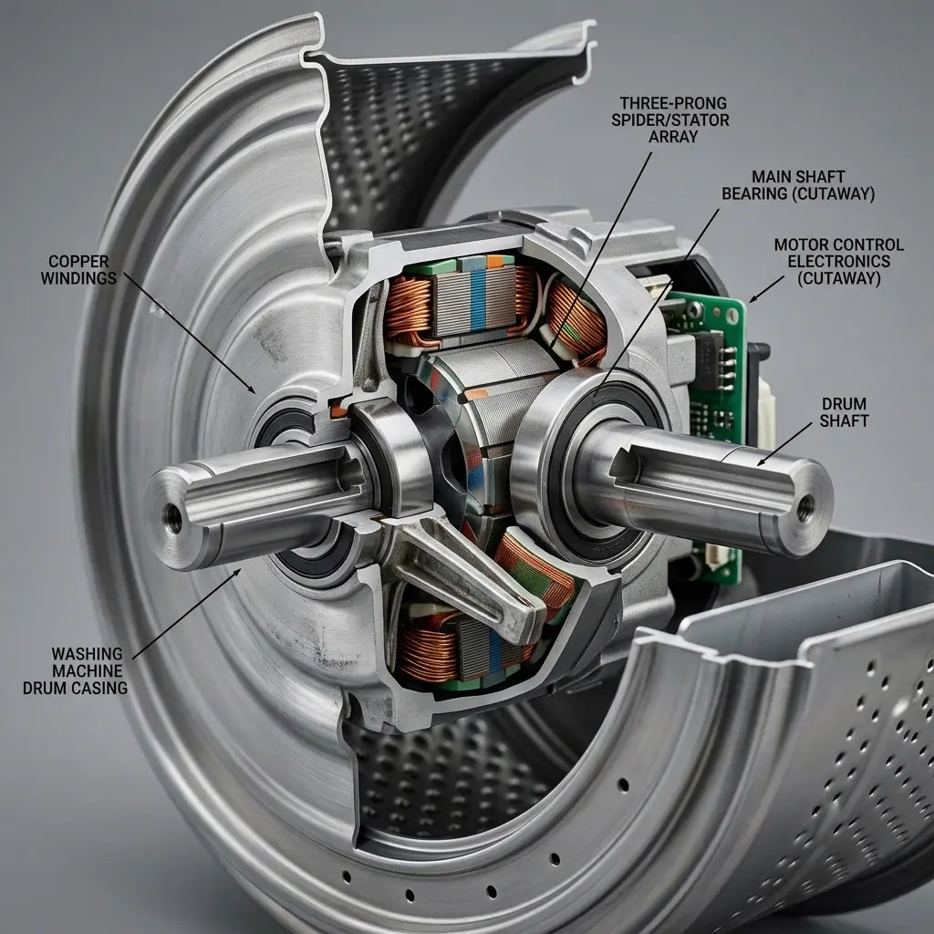 LG Direct Drive washing machine motor mounted on drum