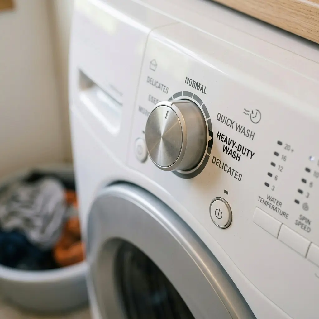 Heavy duty wash cycle setting for mud and grease stains