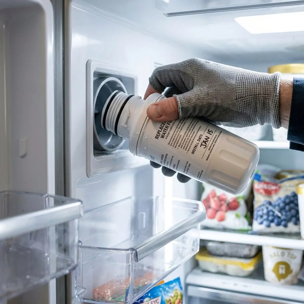 Removing and replacing the LG refrigerator water filter cartridge