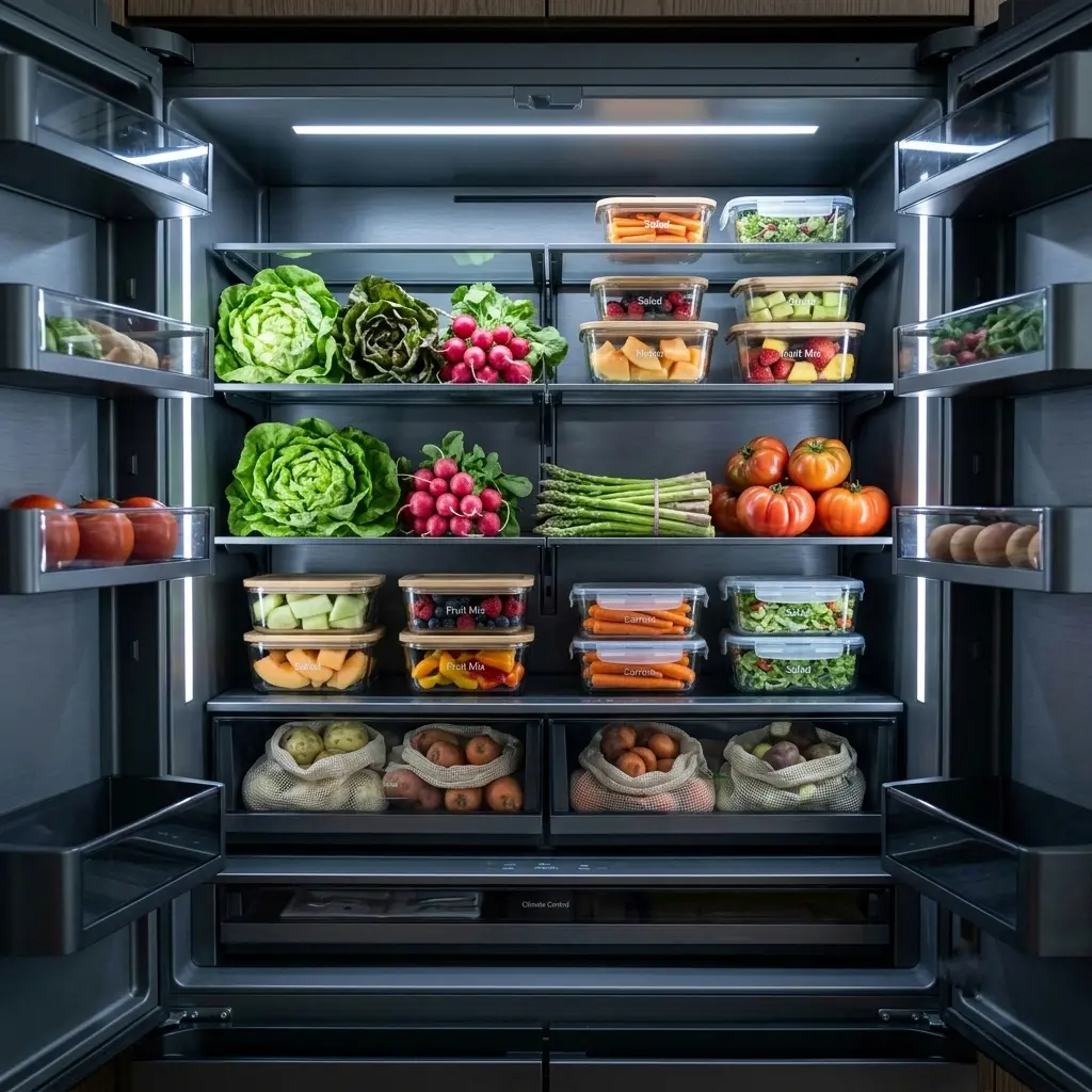 LG Signature refrigerator interior with LED backlighting