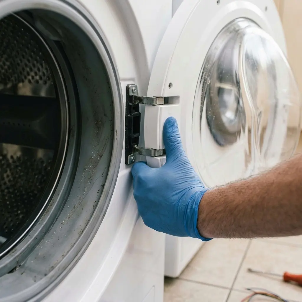 Testing the door lock switch on an LG front-load washing machine
