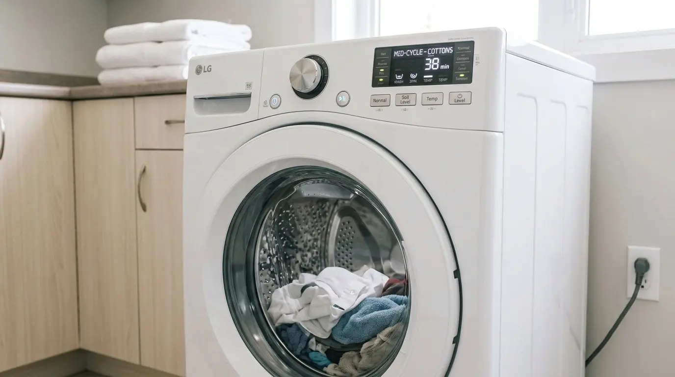 LG washing machine mid-cycle with drum not spinning despite running motor