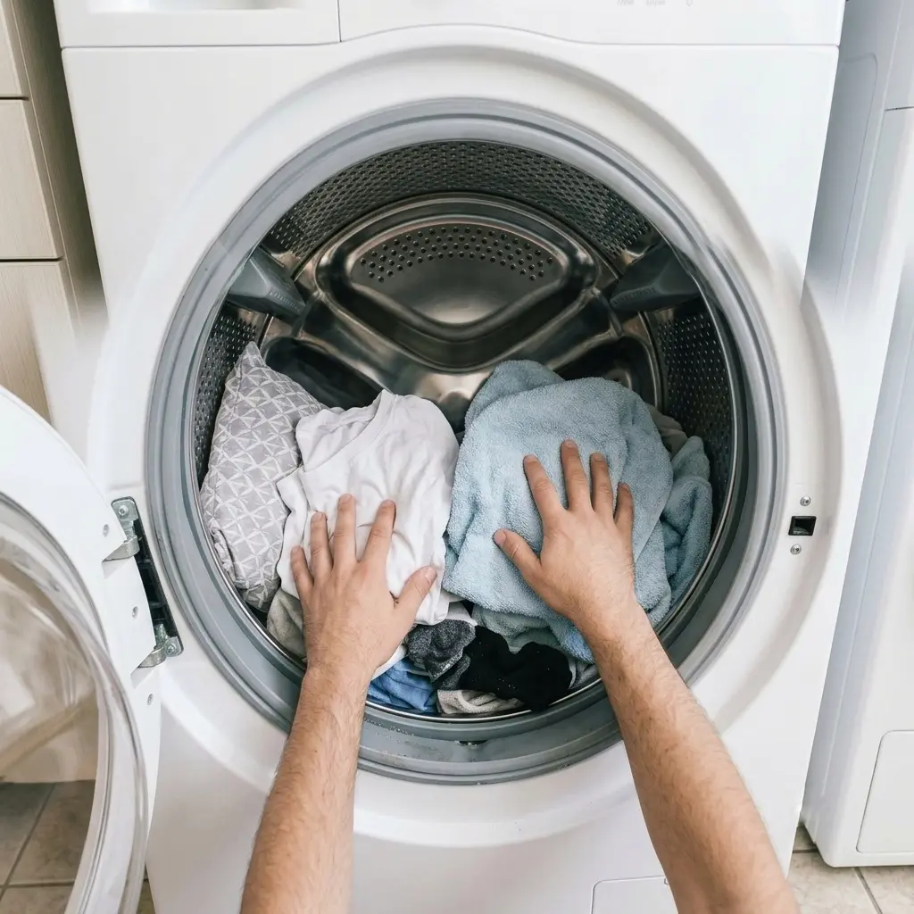 Redistributing an unbalanced load inside an LG washing machine drum