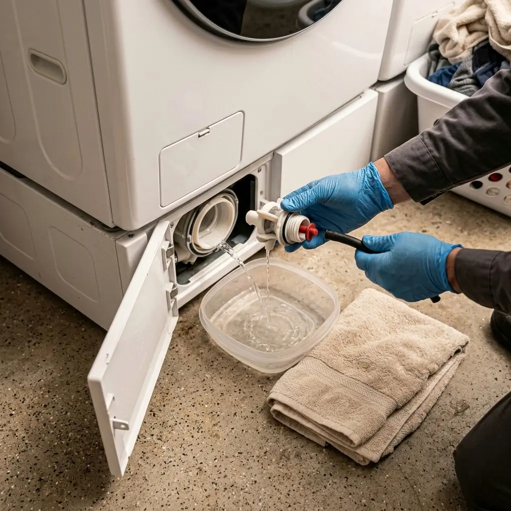 Safely draining an LG washing machine using the no-flood method