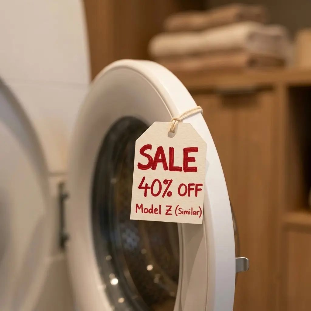 Discount price tag on an LG washing machine during a sale. best time to buy lg washing machine