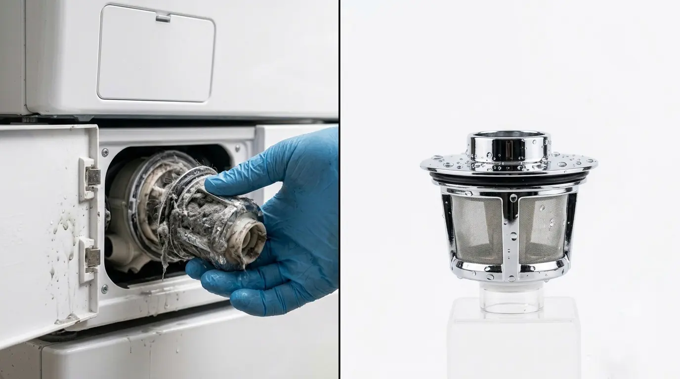 LG washing machine OE error code before and after filter cleaning
