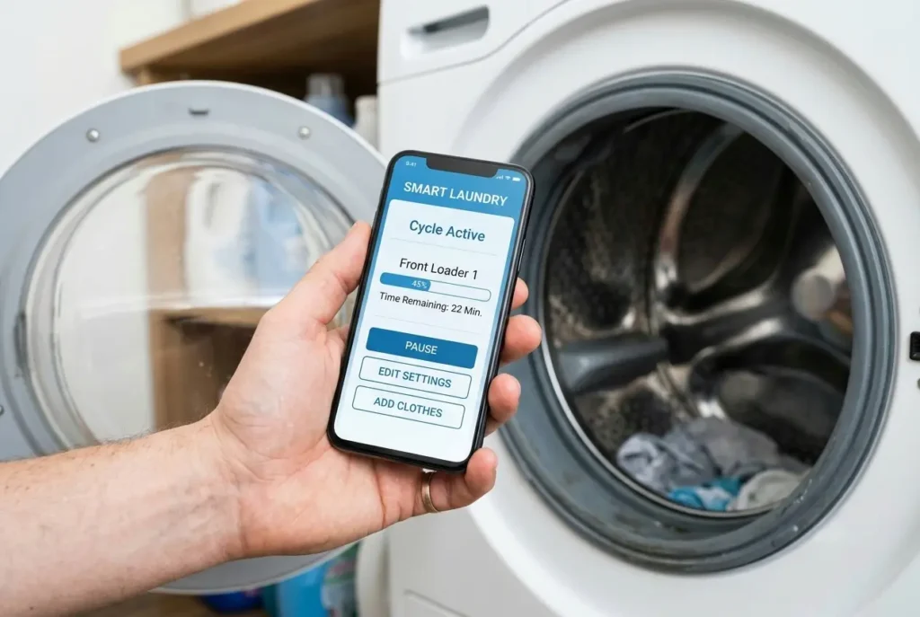 Smart diagnosis app used to check LG washing machine reliable status