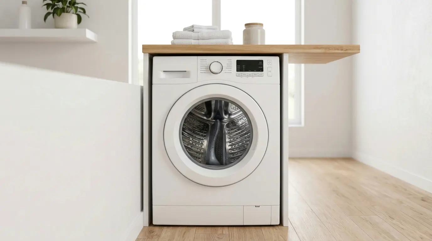 LG WM4000 series front load washer in laundry room