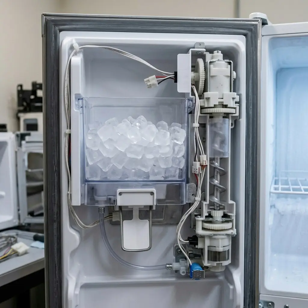 Ice maker dispenser mechanism linked to sync error codes