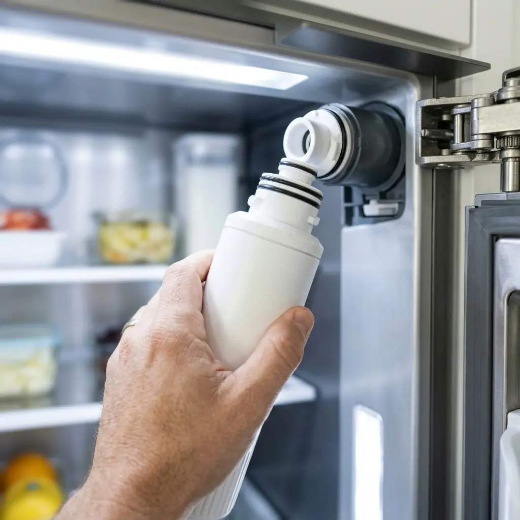 Replacing a refrigerator water filter cartridge