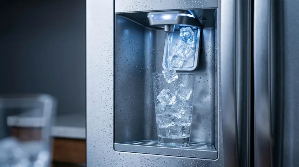 Samsung refrigerator dual ice maker dispensing ice for large family use