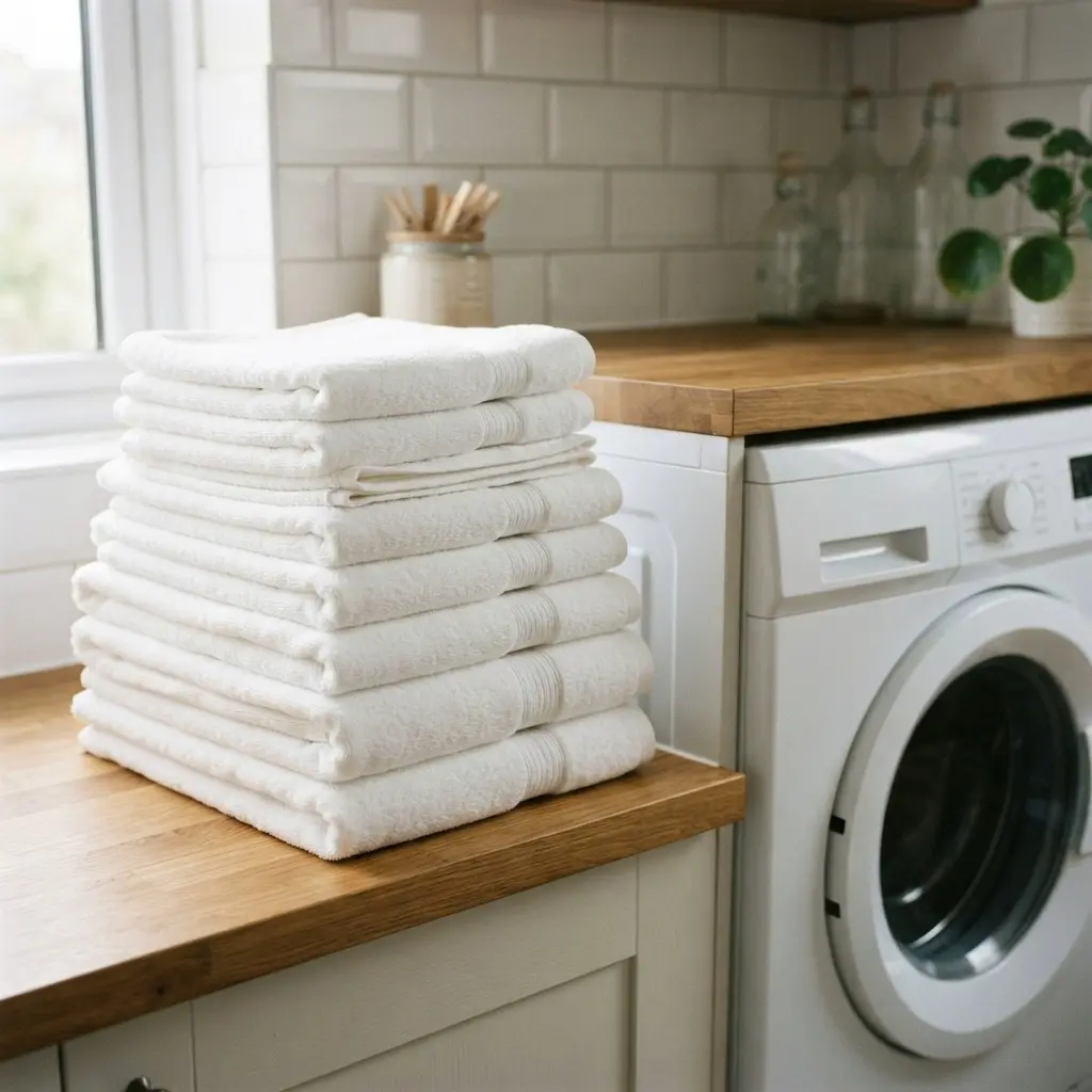 Soft clean towels after using the right detergent for hard water