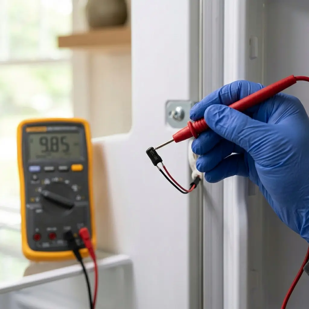 Testing refrigerator temperature sensor with a multimeter
