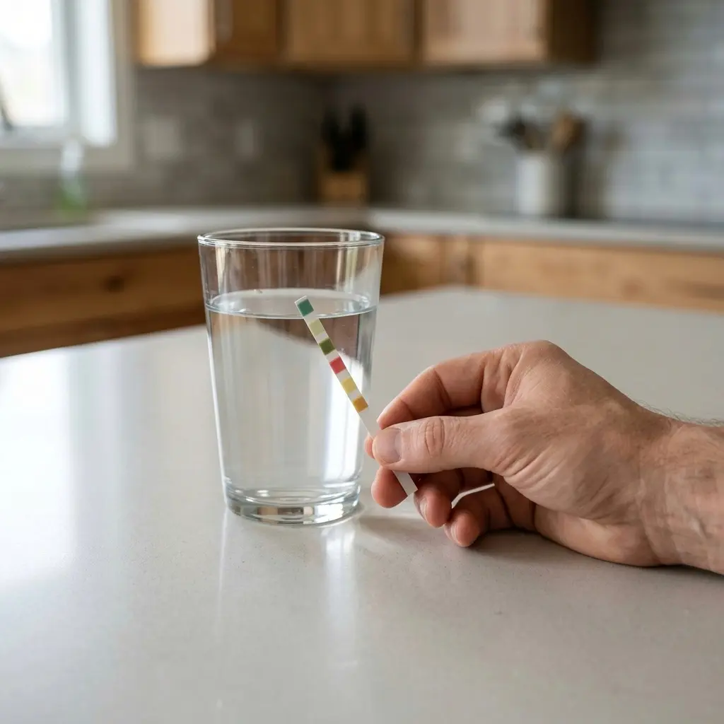 Testing water hardness to diagnose washer residue cause