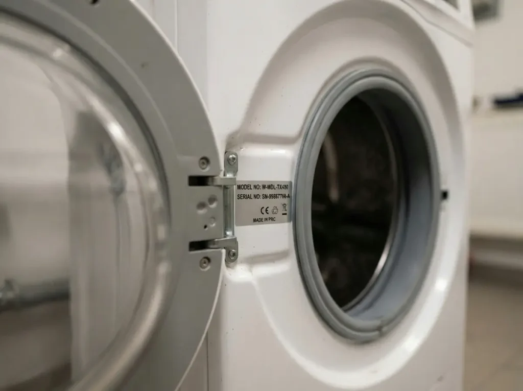Washing machine model and serial number plate