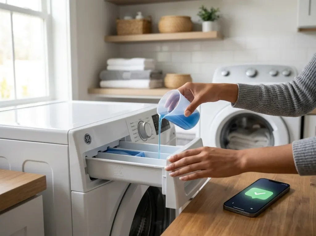 Refilling a washer detergent tank after a low-detergent alert
